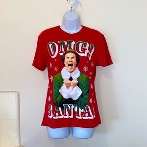 Women’s Elf “OMG! SANTA!” Festive Graphic Tee